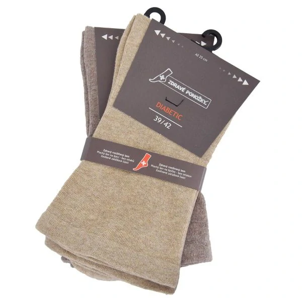 Zdravé ponožky unisex zdravotní elastické rozšířené jednobarevné diabetické ponožky mix - 2 páry - 31128