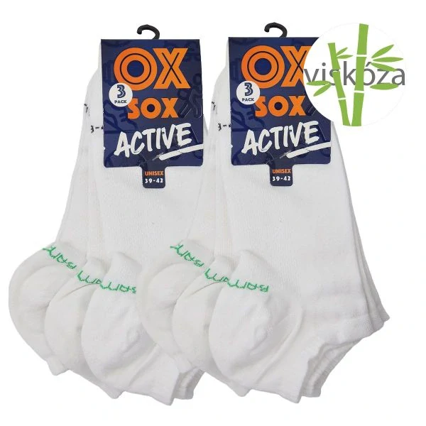 OXSOX Active unisex letní jednobarevné jemné sneaker bambusové ponožky bílá - 94014 - 6 párů