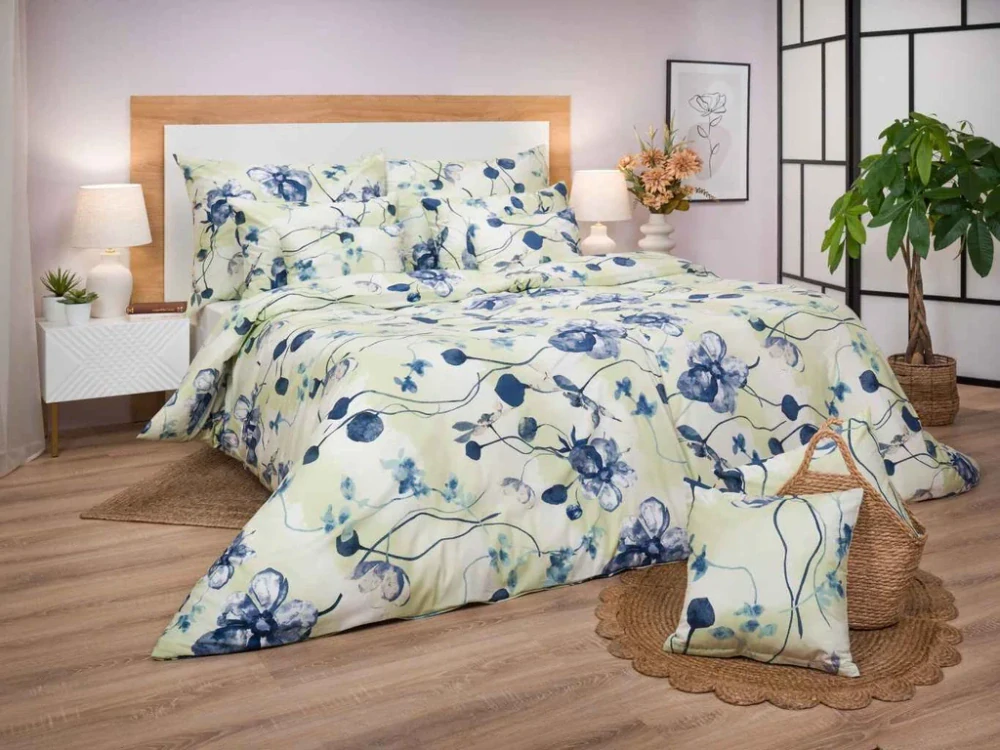 Bavlněné povlečení Bloom elegance světle zelená