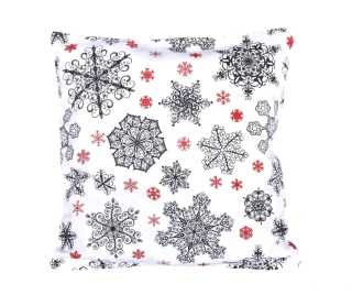 Vánoční povlak bavlna Černé a červené vločky 1167