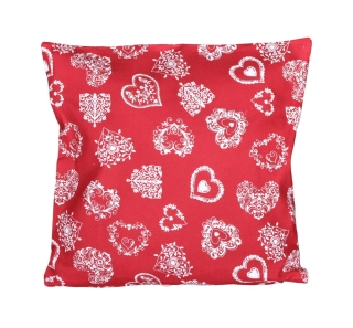 Vánoční povlak bavlna Srdce na červeném 20437