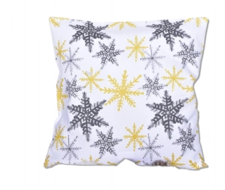 Vánoční povlak bavlna Šedé a žluté vločky 1261