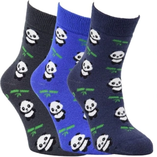 VIO dětské barevné teplé froté bambusové ponožky panda kluk - 8501024 - 3 páry 