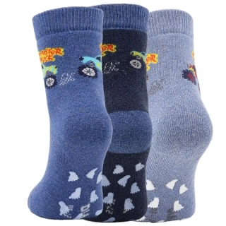 VIO dětské barevné teplé froté bavlněné protiskluzové ponožky kluk - 8501324 - 3 páry 