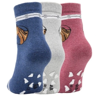 VIO dětské barevné teplé froté bavlněné protiskluzové ponožky holka - 8501324 - 3 páry 