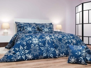 Povlečení bavlna Snowflakes tmavě modré