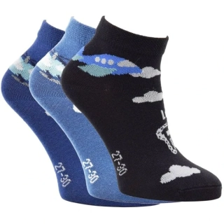 VIO dětské barevné bavlněné elastické vzorované ponožky s letadly kluk - 3 páry - 8101025 