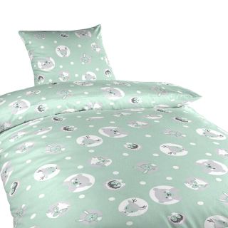 Povlečení bavlna Zvířátka mentolová