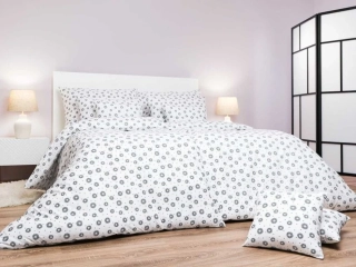 Povlečení bavlna Anežka tmavě šedá na bílém