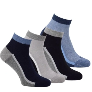 OXSOX Active pánské odlehčené bavlněné elastické sportovní kotníkové ponožky s ionty stříbra mix - 4 páry - 53002