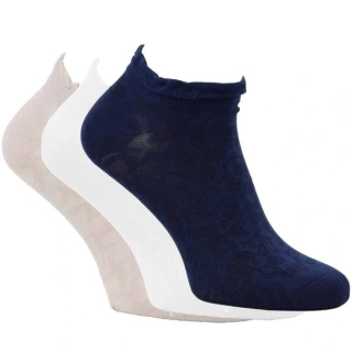 Zdravé ponožky dámské bambusové síťované sneaker elastické ponožky s ozdobným lemem mix - 6401525 - 3 páry
