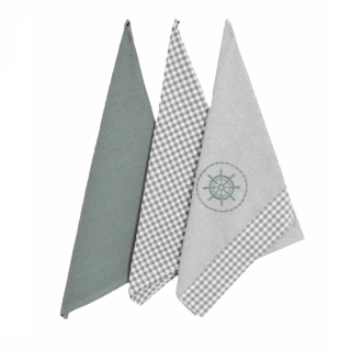 Utěrky Káro a kruh šedá 45x70 cm 3 ks