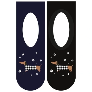 Zdravé ponožky dámské letní nízké neviditelné ponožky s pejsky silikonová pata mix - 6801125 - 4 páry