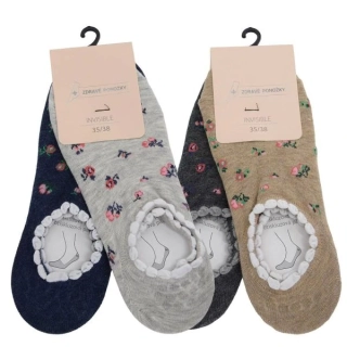 Zdravé ponožky bavlněné jednobarevné sneaker elastické ponožky se silikonem na patě mix - 6801425 - 4 páry
