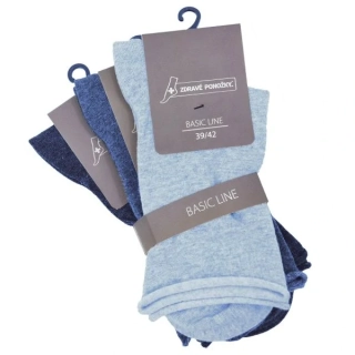Zdravé ponožky zdravotní jednobarevné klasické ruličkové ponožky bez gumiček mix23 - 34107- 3 páry