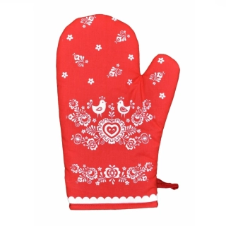 Kuchyňská chňapka Folk podklad červený 1 ks