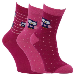 VIO dětské barevné bavlněné vzorované ponožky sovičky mix1 -  81004 - 3 páry