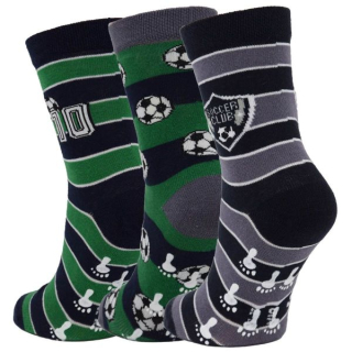 VIO barevné chlapecké bavlněné elastické vzorované protiskluzové ponožky kluk - 81027 -3 páry