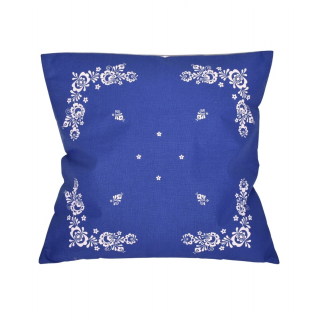 Povlak na polštář bavlna Folk podklad modrý