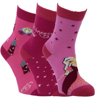 VIO dívčí bavlněné elastické vzorované ponožky princezna holka - 81031 -  3 páry