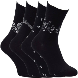 RS unisex bavlněné elastické ponožky s jemným svěrem noty mix - 61005 -  4 páry
