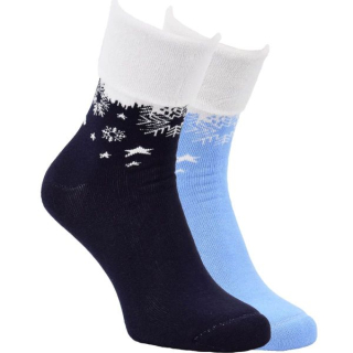 OXSOX GOLD dámské barevné teplé froté ohrnovací vzorované ponožky mix - 6502424 -  2 páry