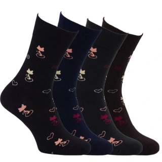 Zdravé ponožky barevné vzorované bavlněné ponožky jemný svěr mix - 6106825 - 4 páry