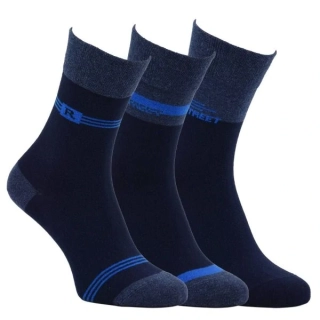 Zdravé ponožky pánské bavlněné jednobarevné elastické ponožky jemný svěr Street design mix - 71005 - 3 páry