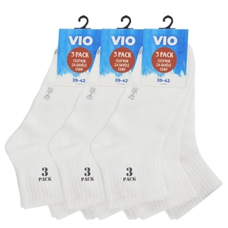 VIO bavlněné kotníkové jednobarevné ponožky 3-pack bílá - 53008 -  9 párů