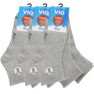 VIO bavlněné kotníkové jednobarevné ponožky 3-pack šedá - 53008 - 9 párů
