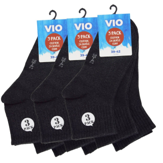 VIO bavlněné kotníkové jednobarevné ponožky 3-pack antracit - 53008 - 9 párů