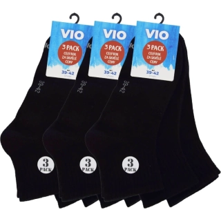 VIO bavlněné kotníkové jednobarevné ponožky 3-pack černá - 53008 - 9 párů