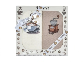 Dárková sada utěrek KIARA Šálek a mlýnek (2 ks)