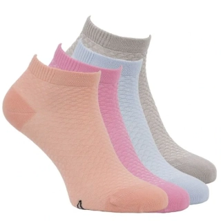 Zdravé ponožky kotníkové dámské bavlněné pastelové ponožky plastický vzor mix - 63034 - 4 páry