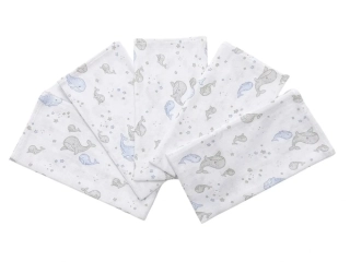 Látková plena 70x70 cm Velryba modrá (balení 5 ks)