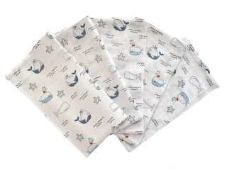 Látková plena 70x70 cm Moře - Velryby (balení 5 ks)