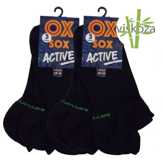 OXSOX Active unisex letní jednobarevné jemné sneaker bambusové ponožky černá - 94014 - 6 párů