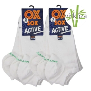 OXSOX Active unisex letní jednobarevné jemné sneaker bambusové ponožky bílá - 94014 - 6 párů