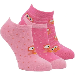 Zdravé ponožky dívčí bavlněné vzorované elastické sneaker ponožky sovičky holka - 84001 -  3 páry