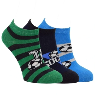 Zdravé ponožky chlapecké fotbalové bavlněné vzorované elastické sneaker ponožky kluk - 84001 - 3 páry