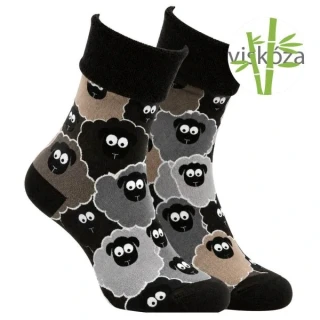 OXSOX GOLD dámské módní barevné elastické vzorované froté viskózové ponožky ovečky mix - 65032 - 2 páry