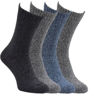 RS pánské jenobarevné melírované teplé froté zdravotní ponožky mix1 - 33350 - 4 páry 