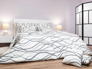 Povlečení krep Vlny tmavě šedé na bílém