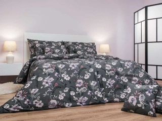 Povlečení krep Kvítí na šedém