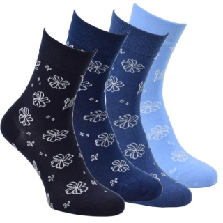 RS bavlněné zdravotní barevné džínové ponožky bez gumiček mix - 61036 - 4 páry 