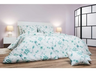 Povlečení bavlna Kvítí mentolové na bílém