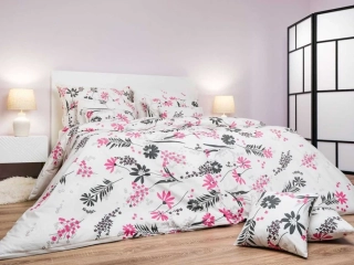 Povlečení bavlna Agáta růžová na bílém