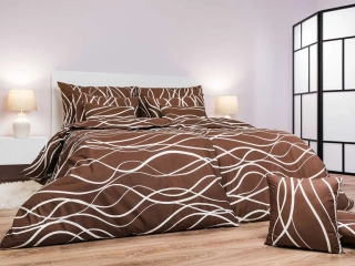 Povlečení bavlna Vlny banánové na tmavě hnědém