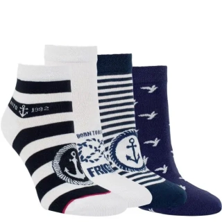 RS dámské letní kotníkové vzorované námořnické ponožky mix1 - 1528924 - 4 páry 