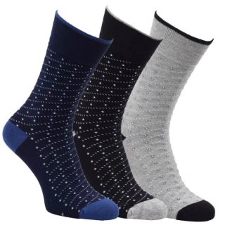 Zdravé ponožky klasické pánské bambusové vzorované oblekové ponožky elastan 3D mix - 71037 - 3 páry 